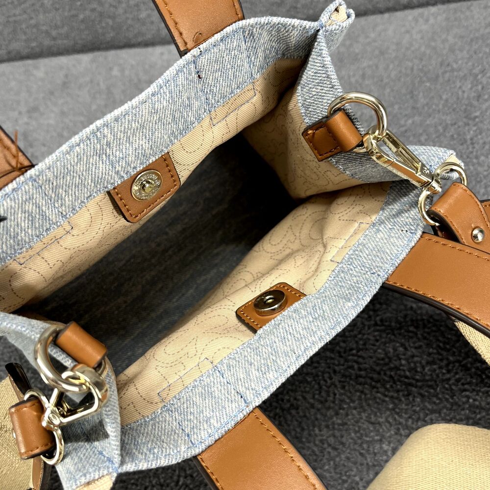 True Religion Mini Tote Bag Blue Crossbody Adjustable Strap double‎ handle - Picture 8 of 8